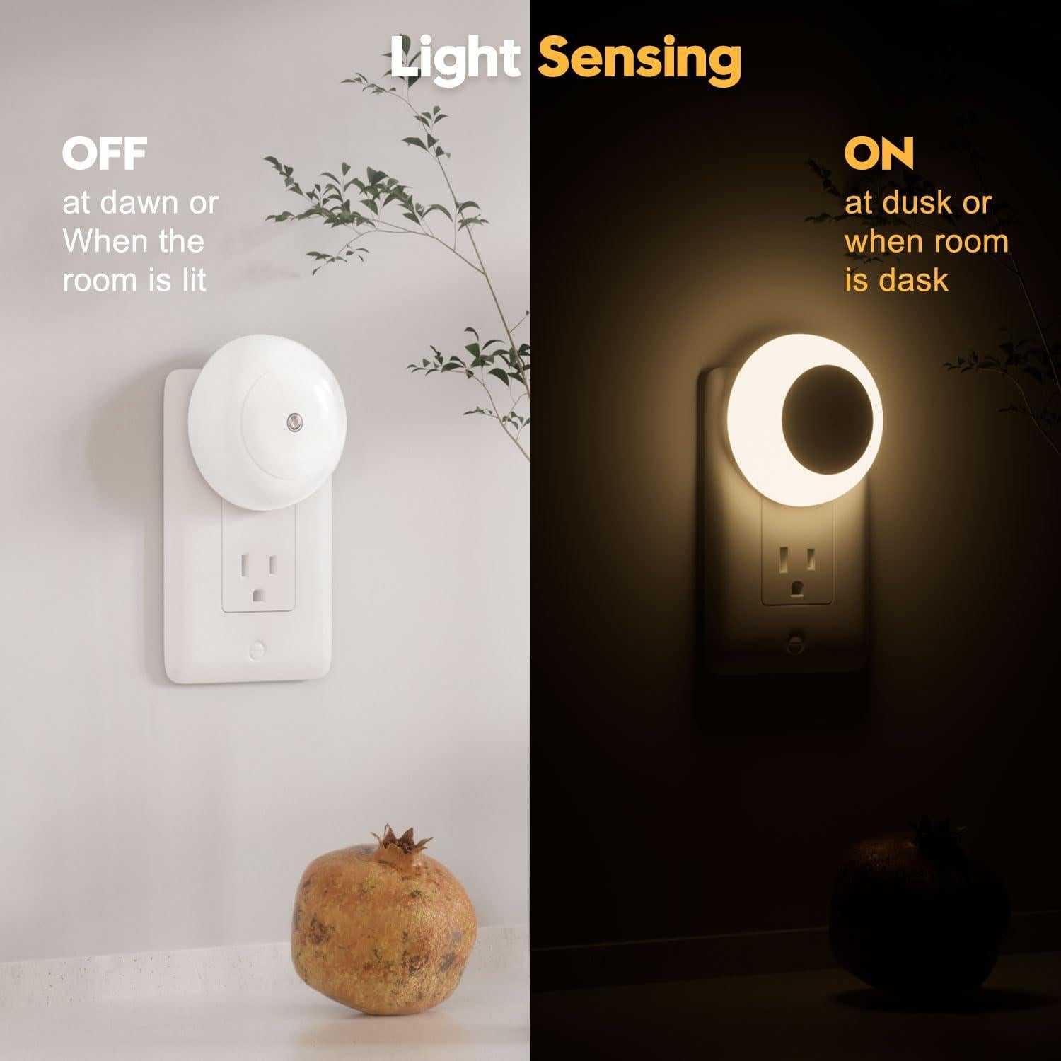 Luz Nocturna LED Fesnne 0.5W Blanca Cálida, Paquete de 2