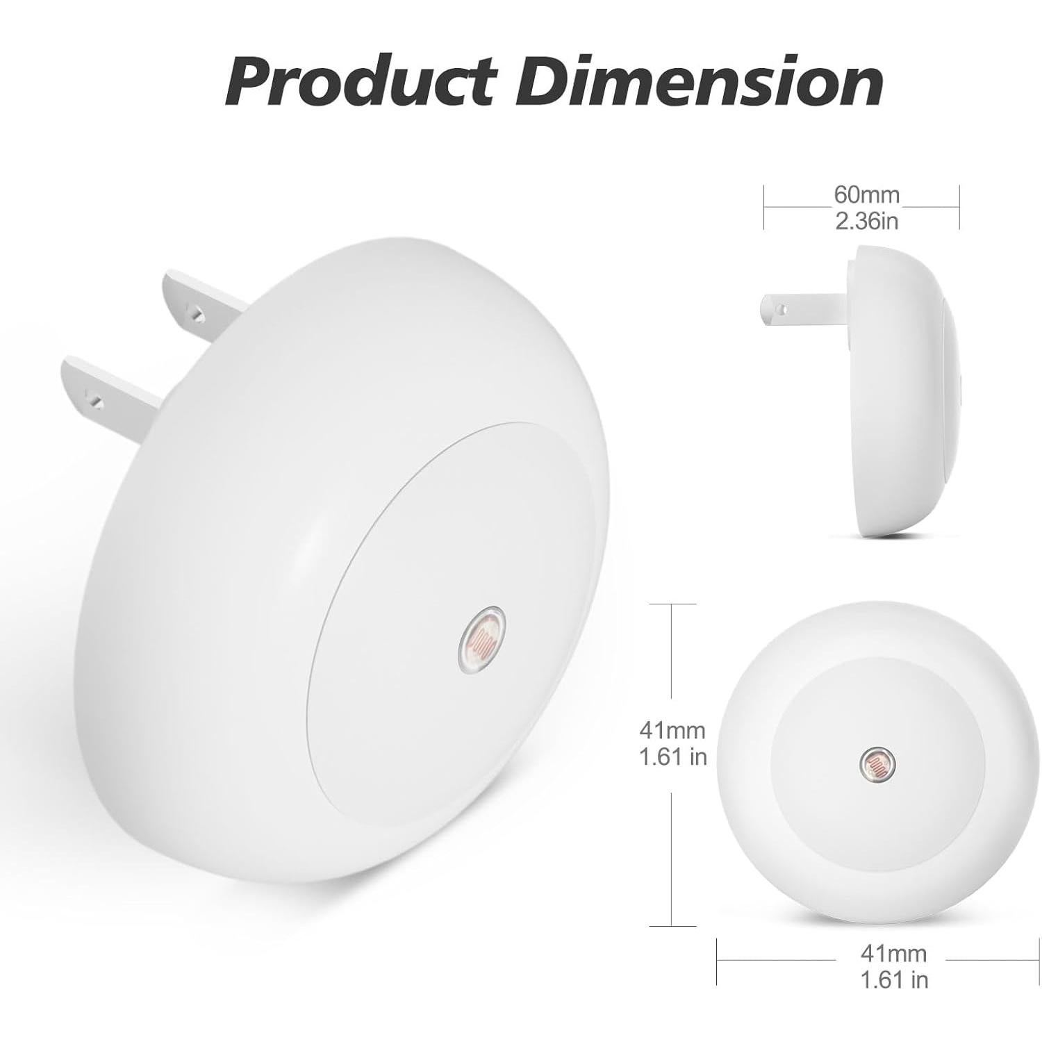 Luz Nocturna LED Fesnne 0.5W Blanca Cálida, Paquete de 2