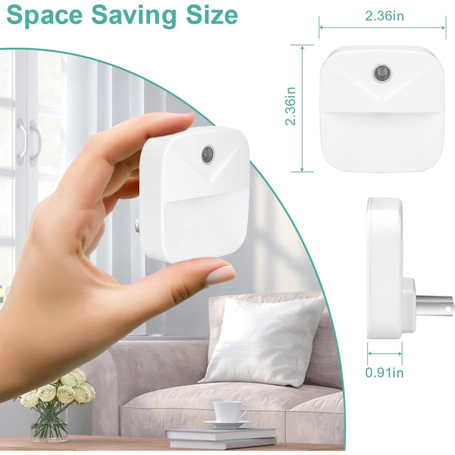 Paquete de 6 luces nocturnas LED YRWXZYO con sensor