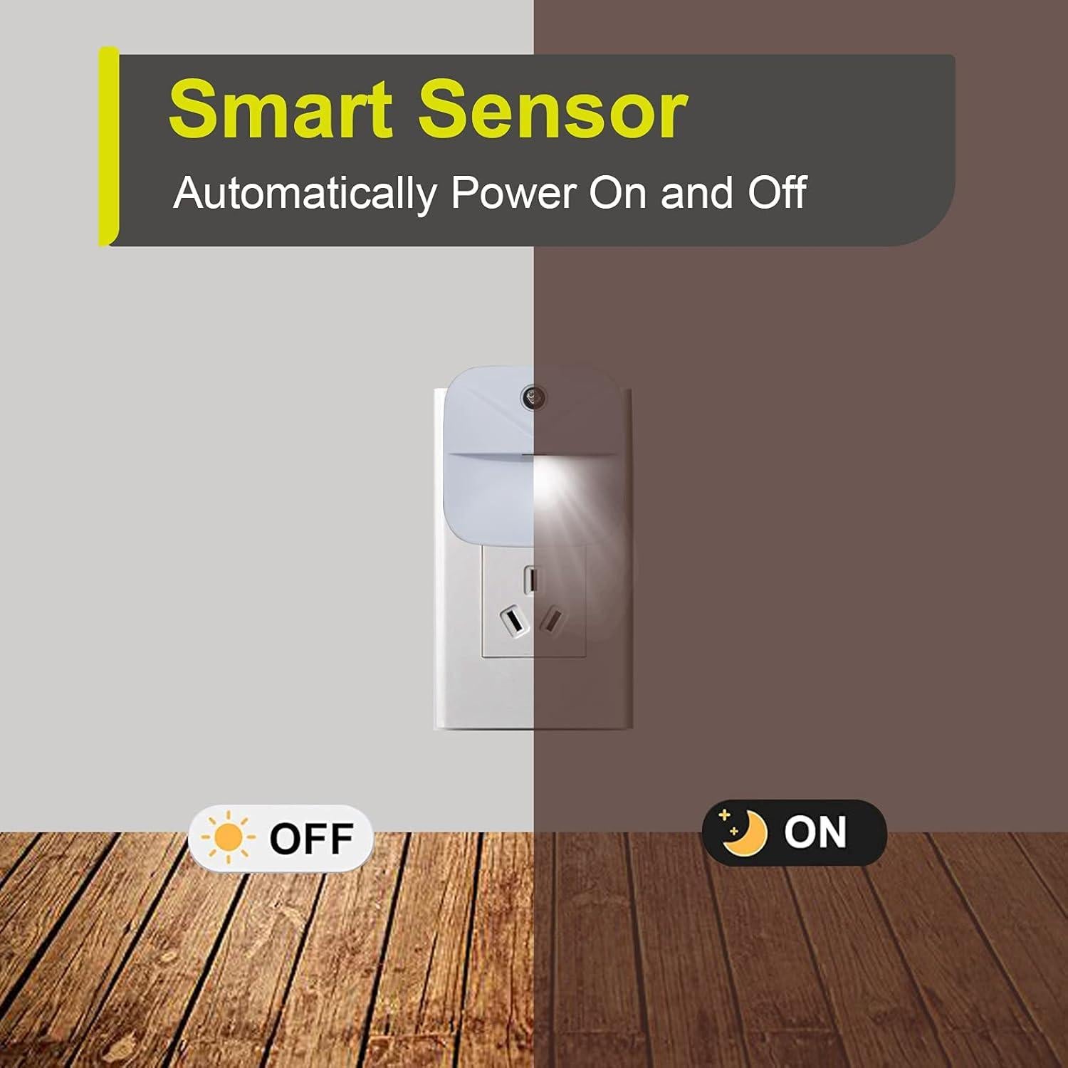 Paquete de 6 luces nocturnas LED YRWXZYO con sensor