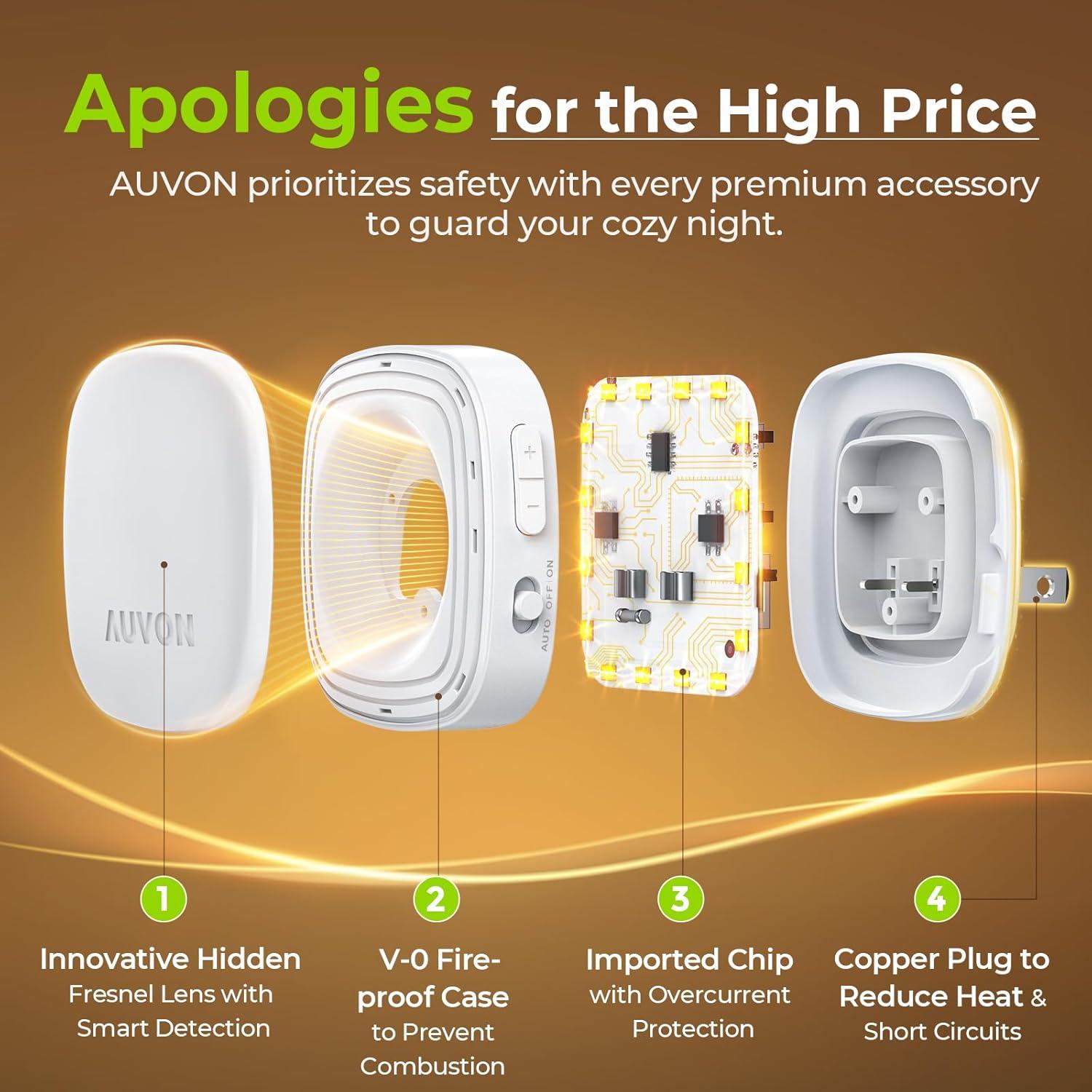 AUVON Luz Nocturna LED con Sensor de Movimiento 2 Pzas