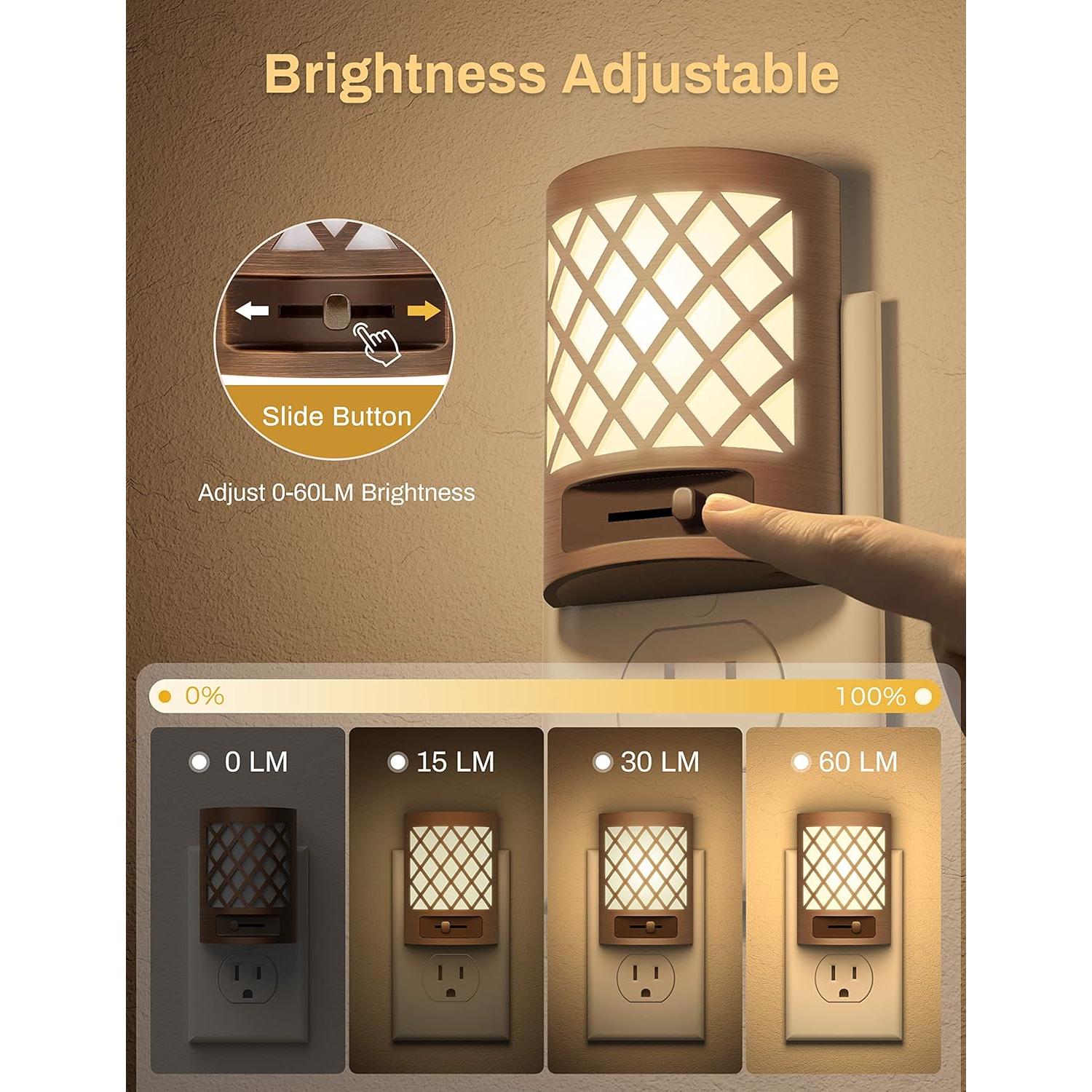 Luz Nocturna LED DORESshop 2 Paquetes Sensor Crepúsculo