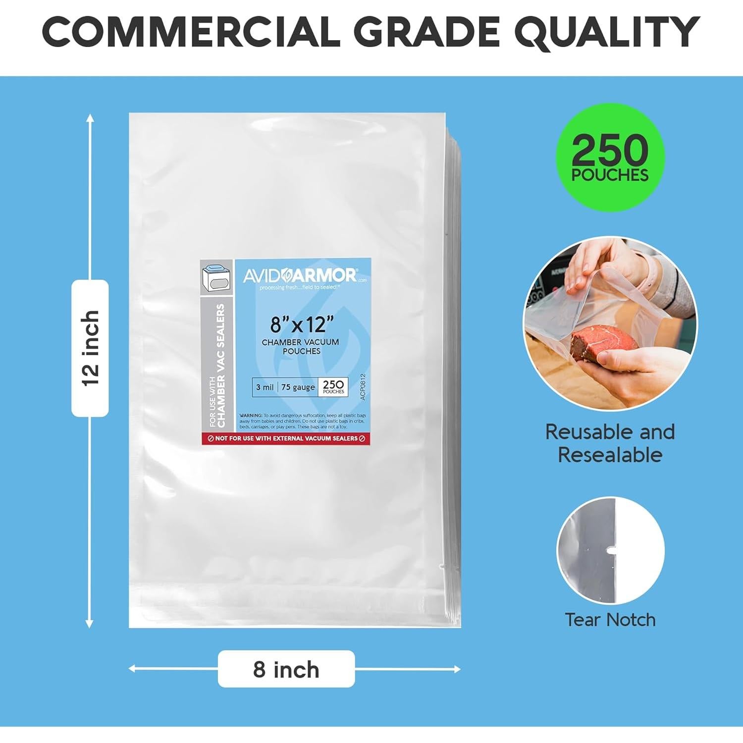 Bolsas de Sellado al Vacío Avid Armor 250 Piezas 20x30 cm