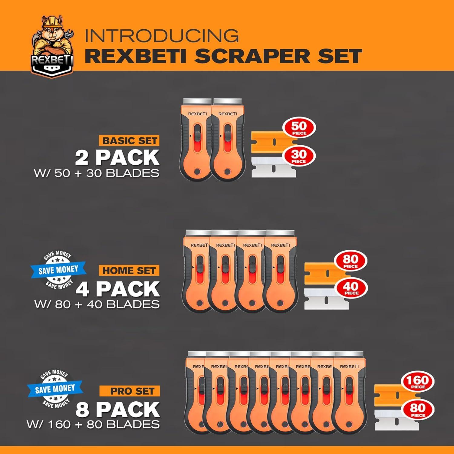 Raspadores REXBETI con 80 Cuchillas de Repuesto - 2 Pack