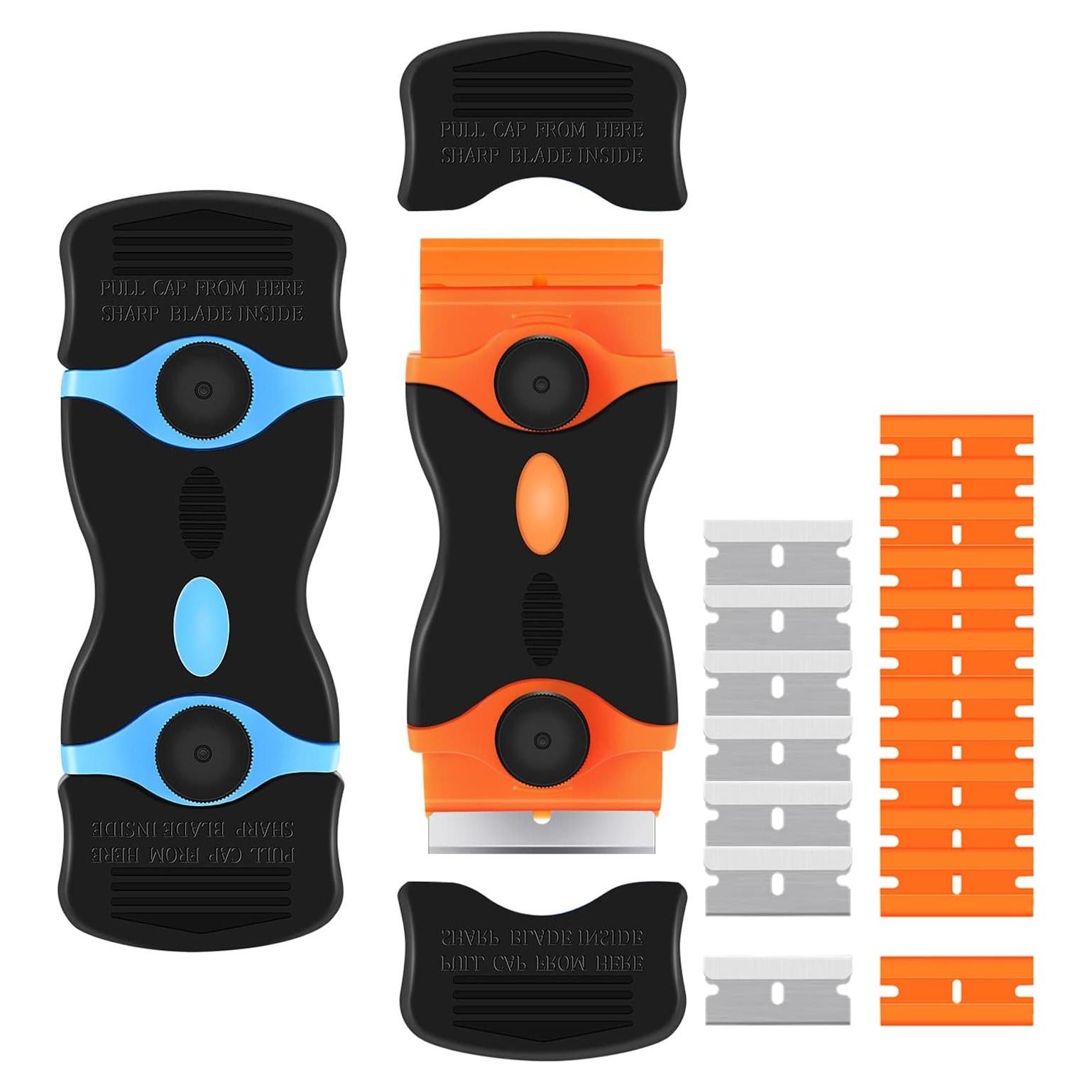 Raspador Multifuncional 2-en-1 YUUMEA con 12 Cuchillas Plásticas y 7 Metálicas