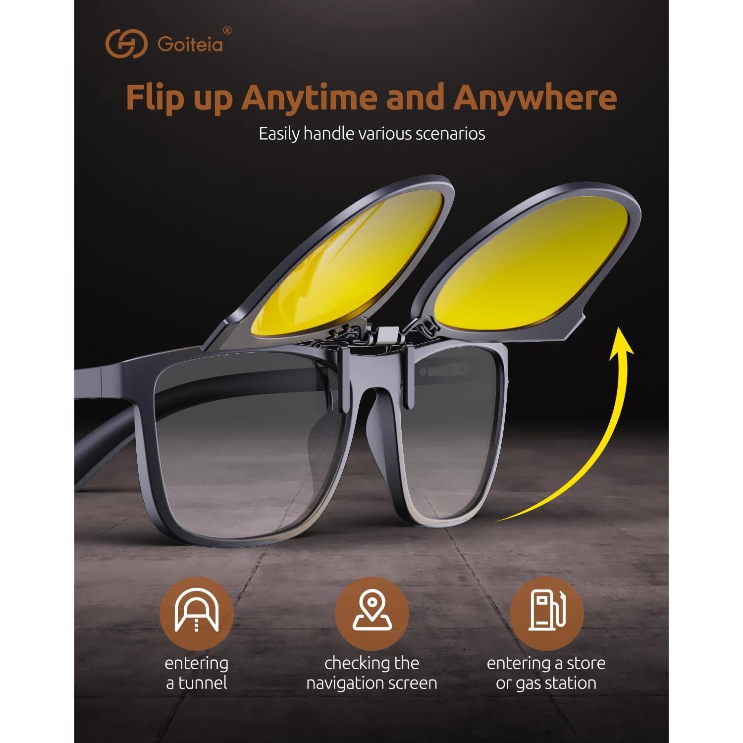 Gafas de Conducción Nocturna Goiteia Clip Anti Deslumbramiento