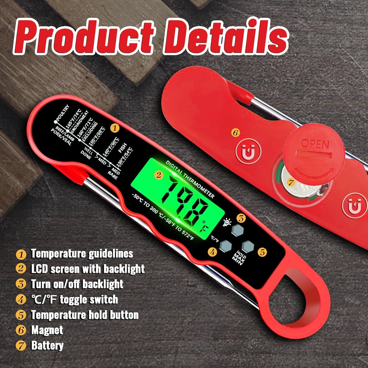 Termómetro Digital de Carne PAWPRO IP67 12.7cm Rojo