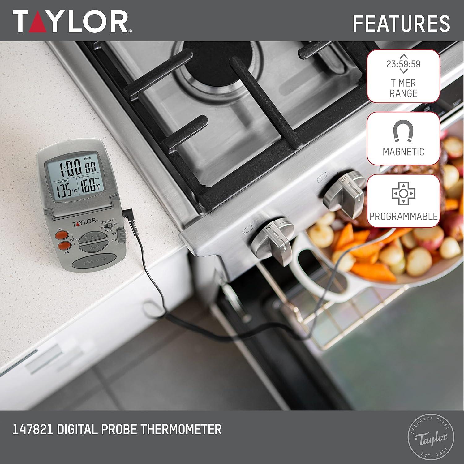 Termómetro Digital de Cocina Taylor 1478 con Sonda y Temporizador