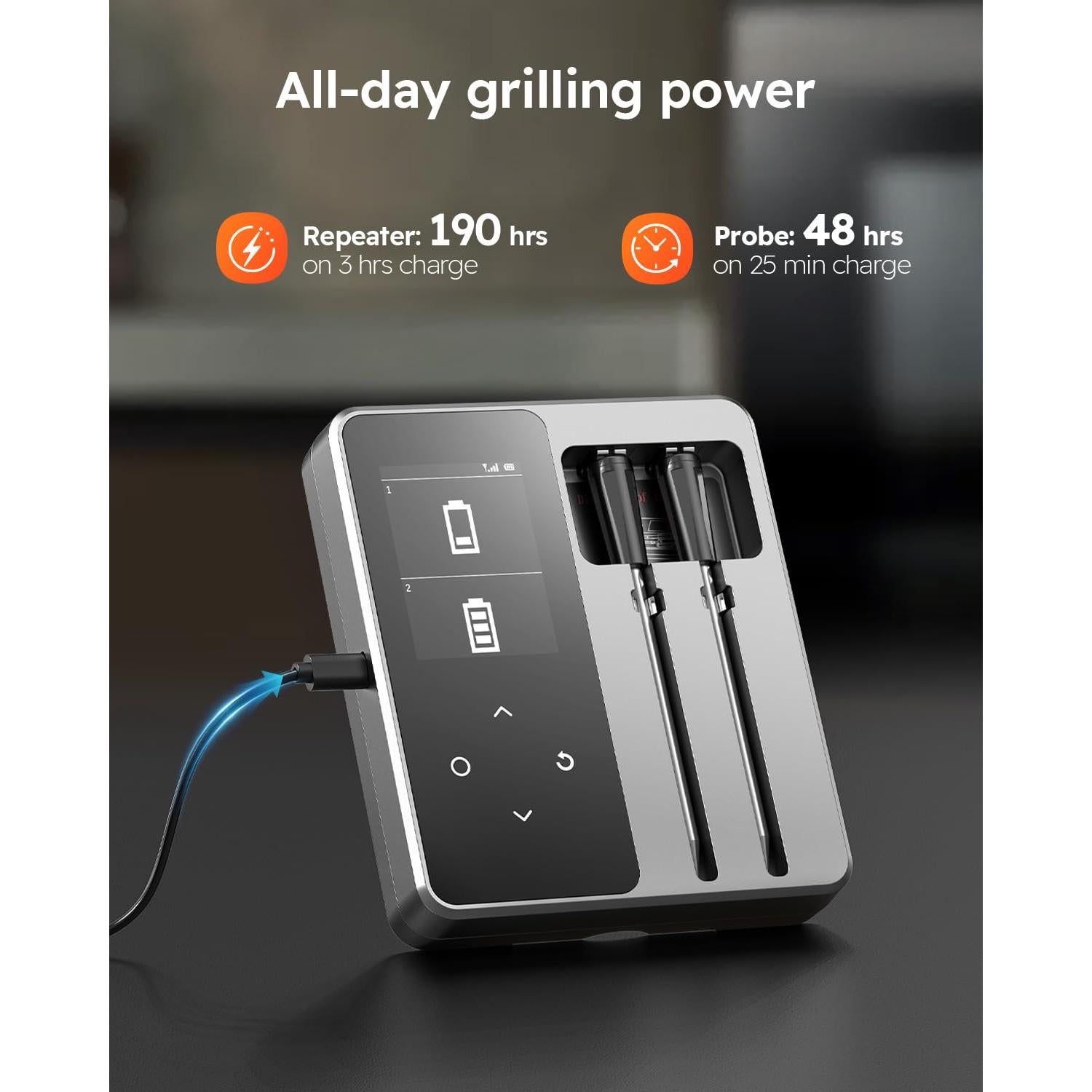 Termómetro Digital Inalámbrico AYMDKI FM2205 con App, 2 Sondas, IP67