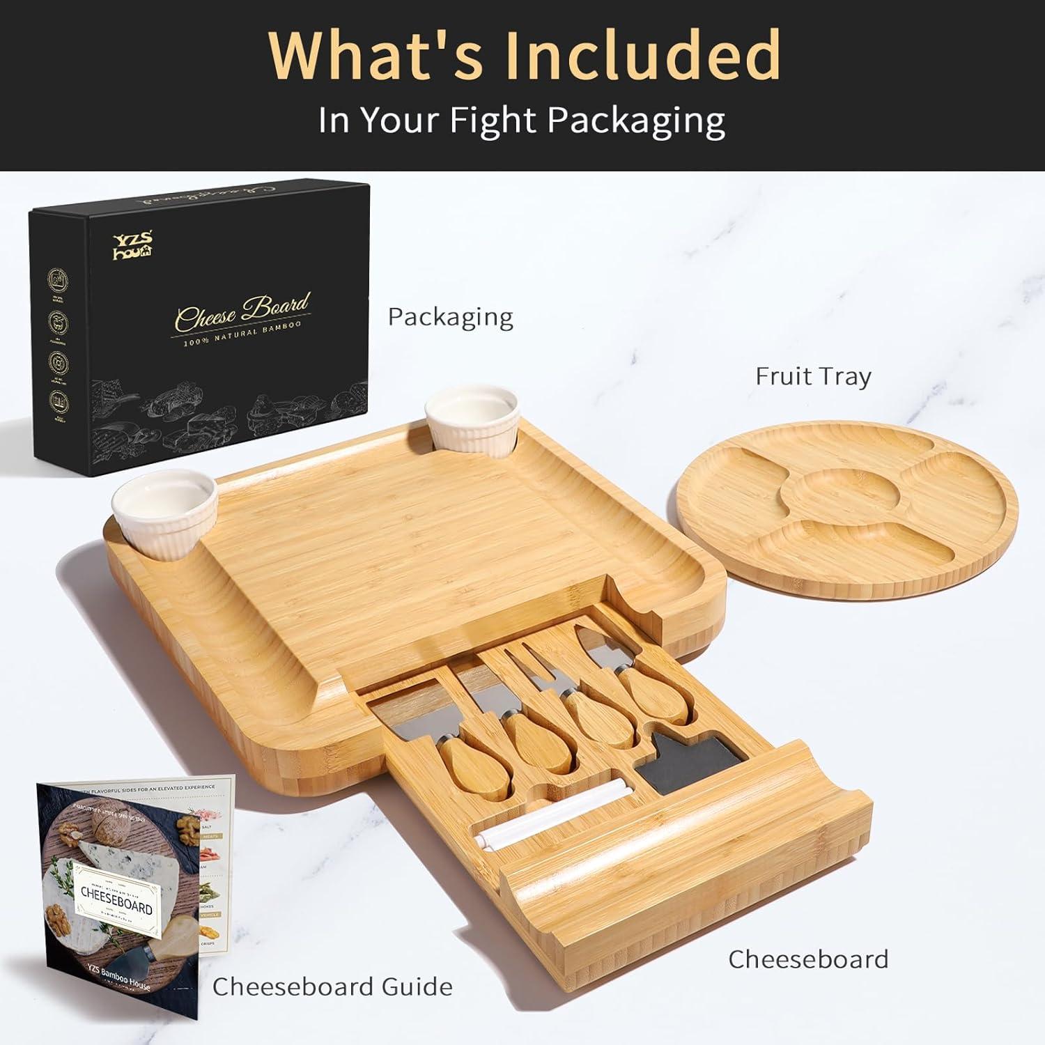 Juego de Tablas de Charcutería YZS - Bambú Natural 33x33cm