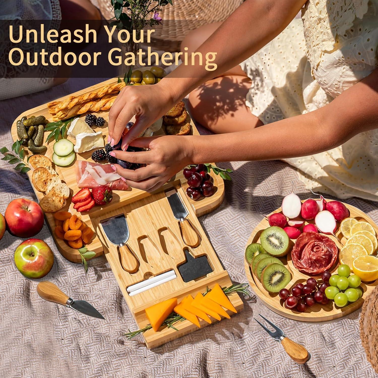 Juego de Tablas de Charcutería YZS - Bambú Natural 33x33cm