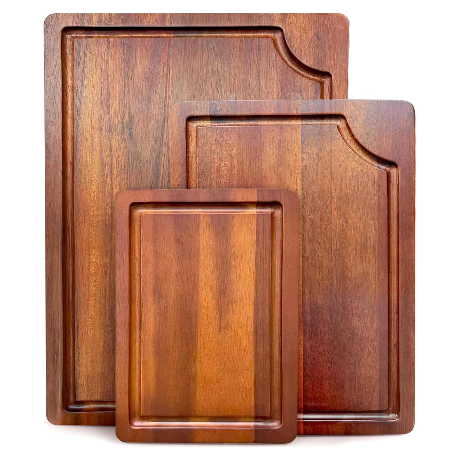 Juego de 3 Tableros de Corte de Madera AIDEA - Acacia con Canal Profundo