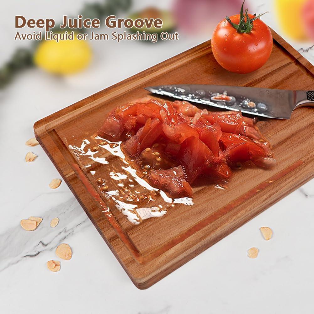 Juego de 3 Tableros de Corte de Madera AIDEA - Acacia con Canal Profundo