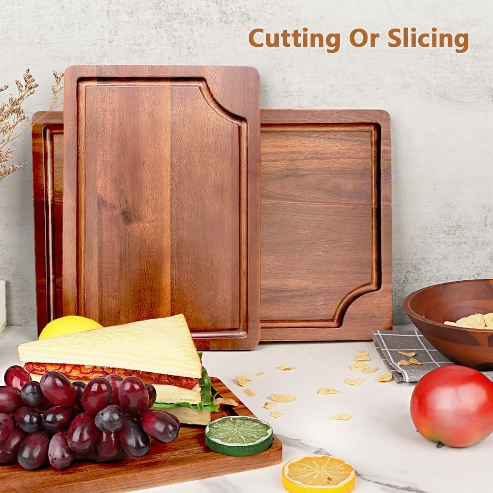 Juego de 3 Tableros de Corte de Madera AIDEA - Acacia con Canal Profundo