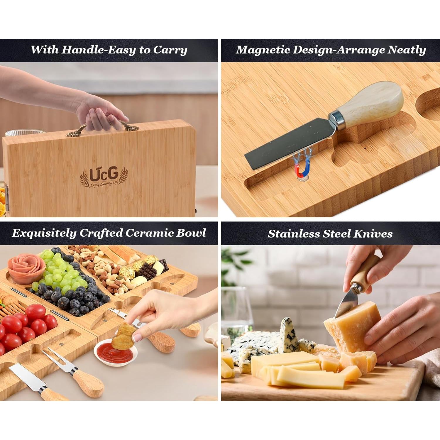 Tabla de Charcutería de Bambú Plegable UTCG 57.9x29 cm