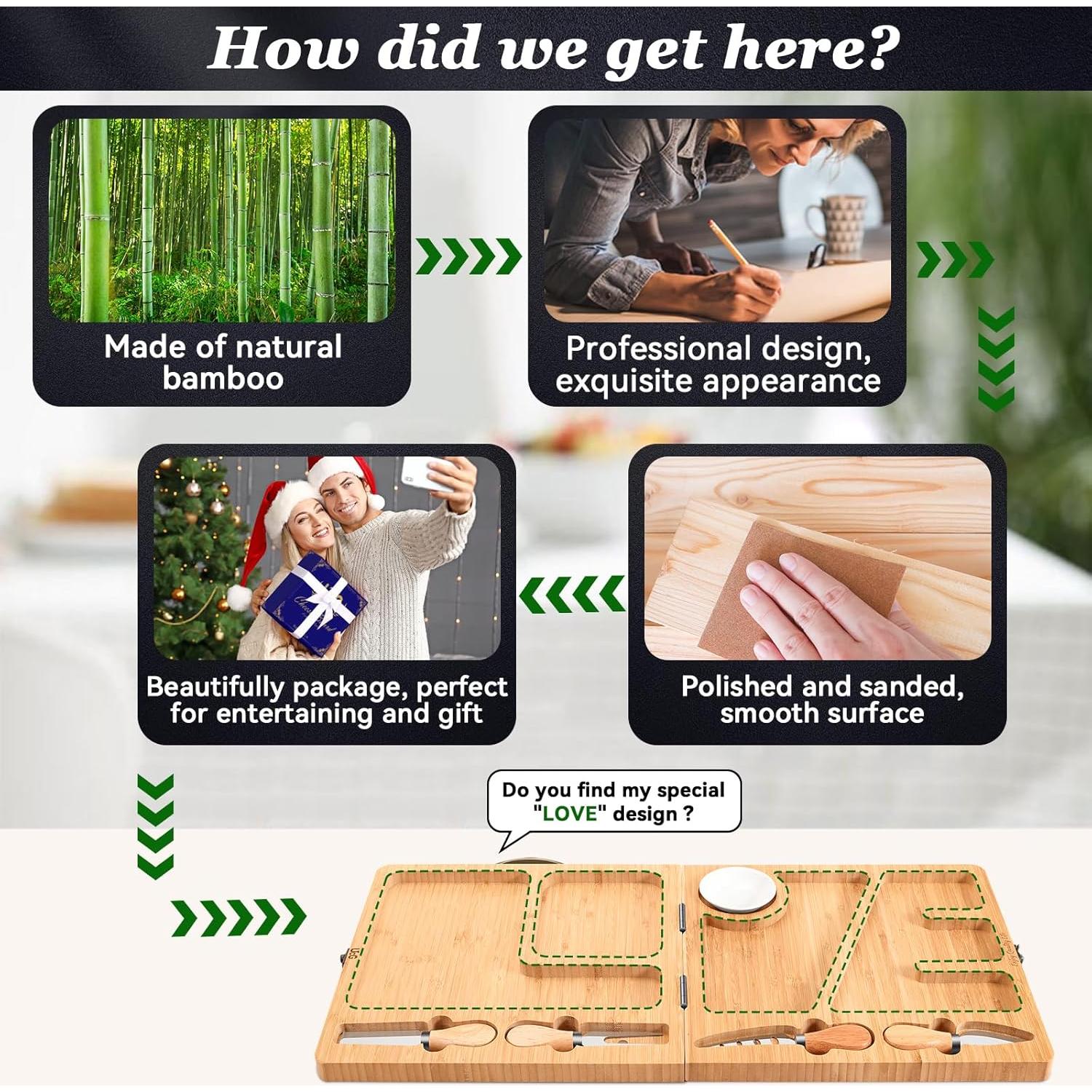 Tabla de Charcutería de Bambú Plegable UTCG 57.9x29 cm