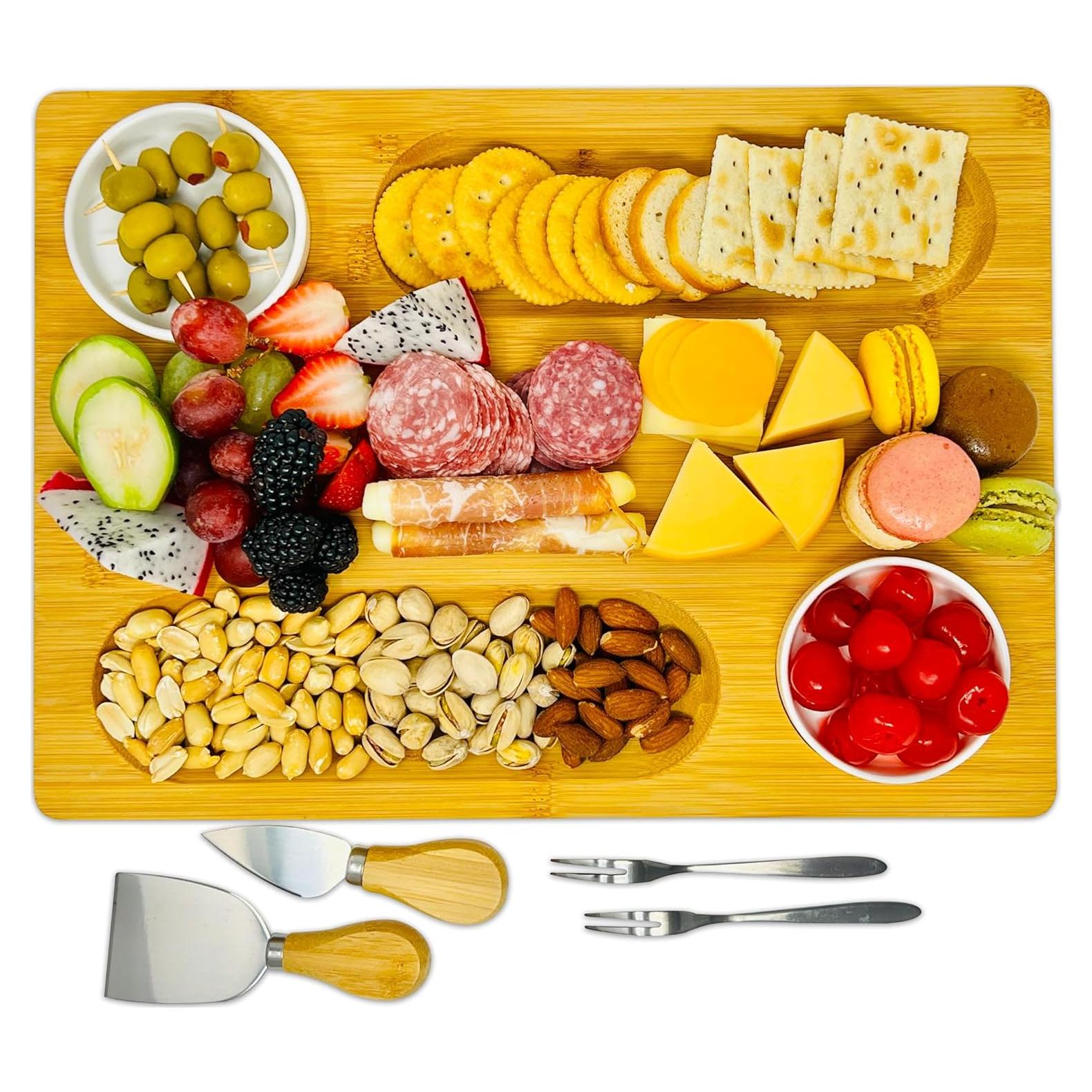 Tabla de Queso de Bambú PandPal 38x28 cm con Cuchillos