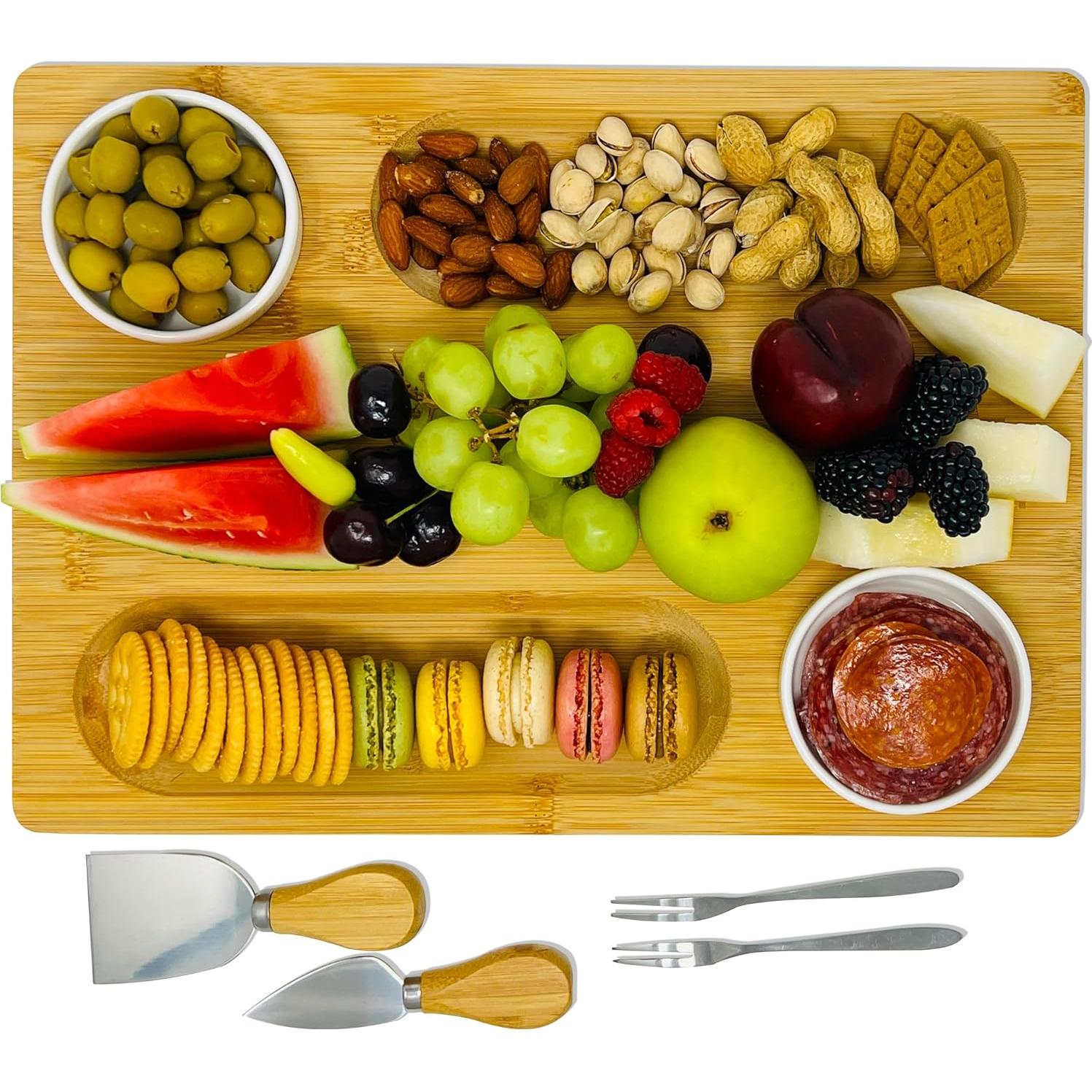 Tabla de Queso de Bambú PandPal 38x28 cm con Cuchillos