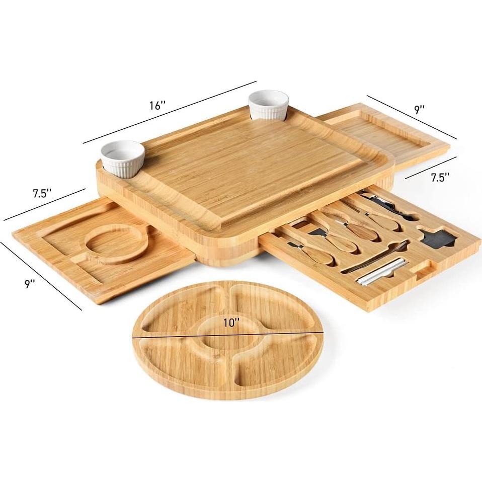 Juego de Tablas de Charcutería Bambú HOME IT 19 Piezas
