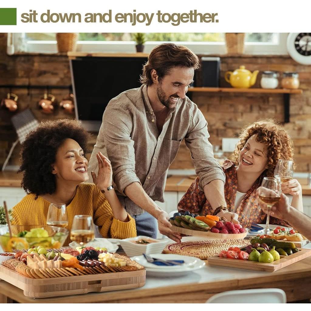 Juego de Tablas de Charcutería Bambú HOME IT 19 Piezas