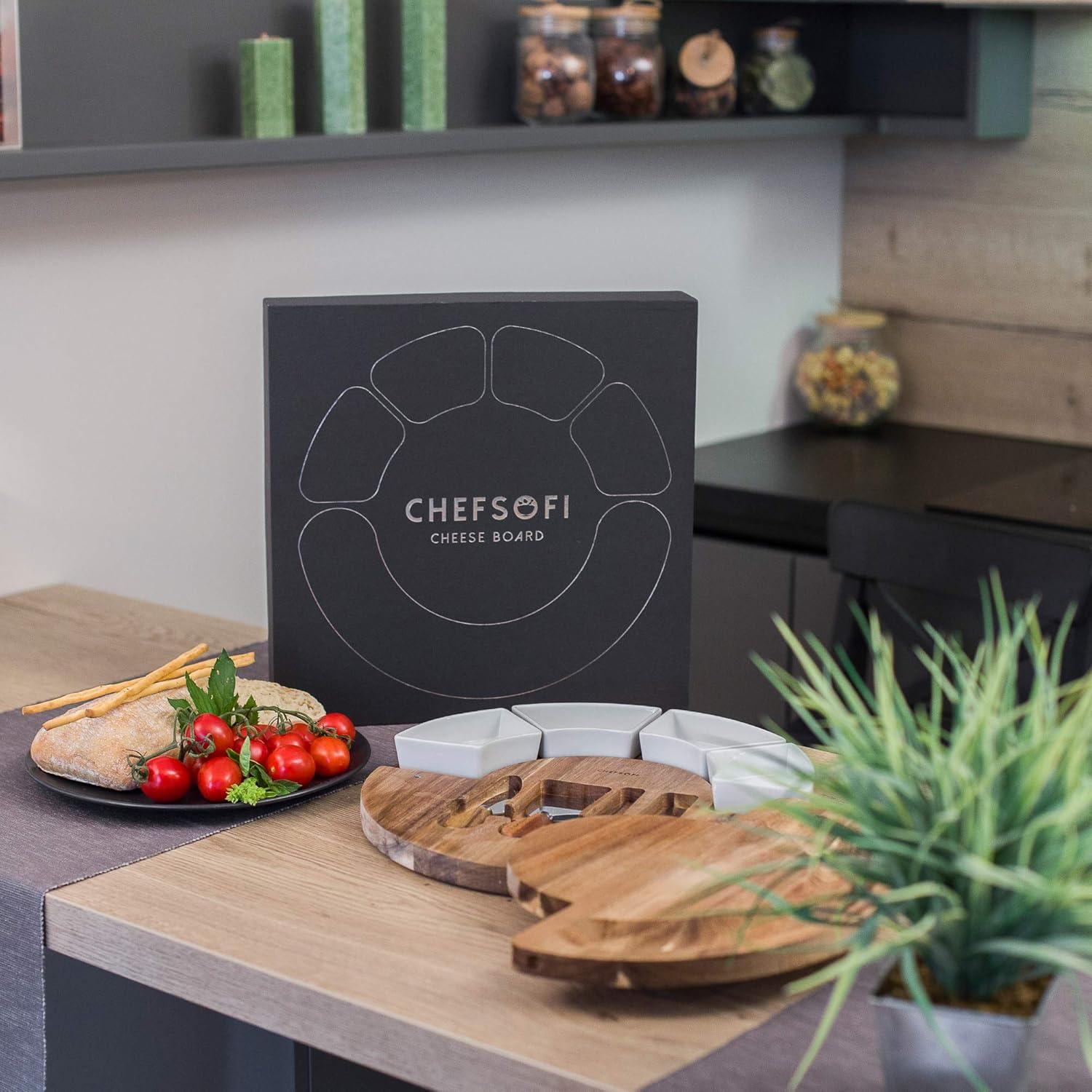 Juego de Tabla de Queso ChefSofi 33 cm Madera Acacia 8 Piezas