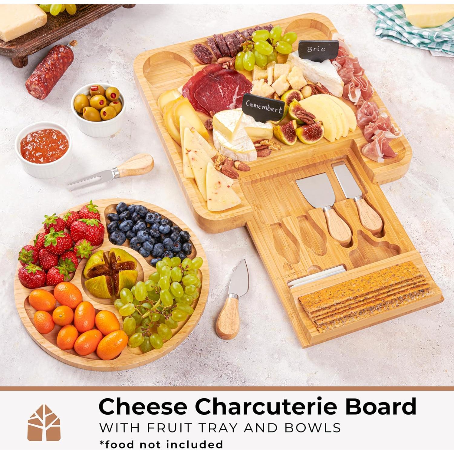 Tabla de Charcutería Woodenhouse 33x33cm con Utensilios y Cuencos