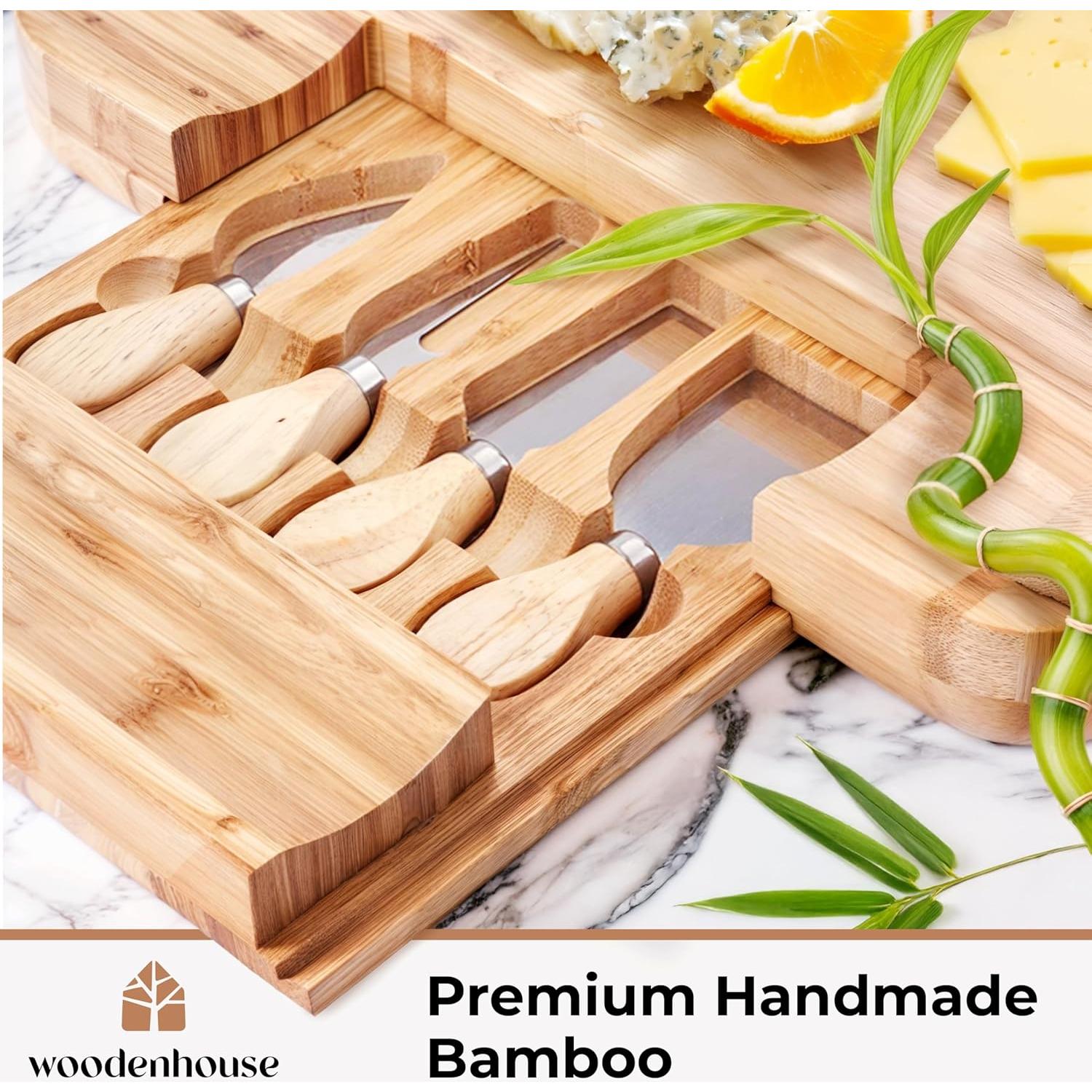 Tabla de Charcutería Woodenhouse 33x33cm con Utensilios y Cuencos