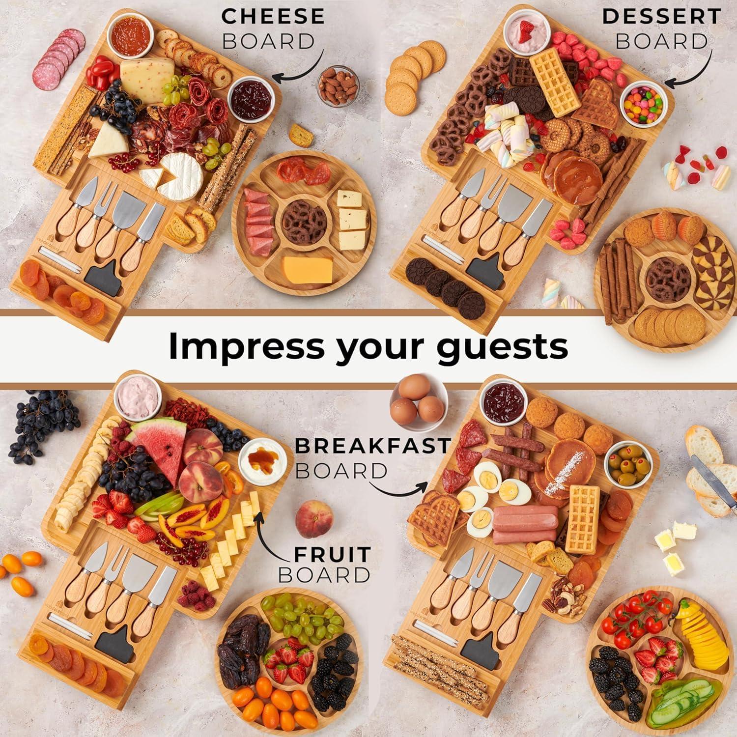 Tabla de Charcutería Woodenhouse 33x33cm con Utensilios y Cuencos