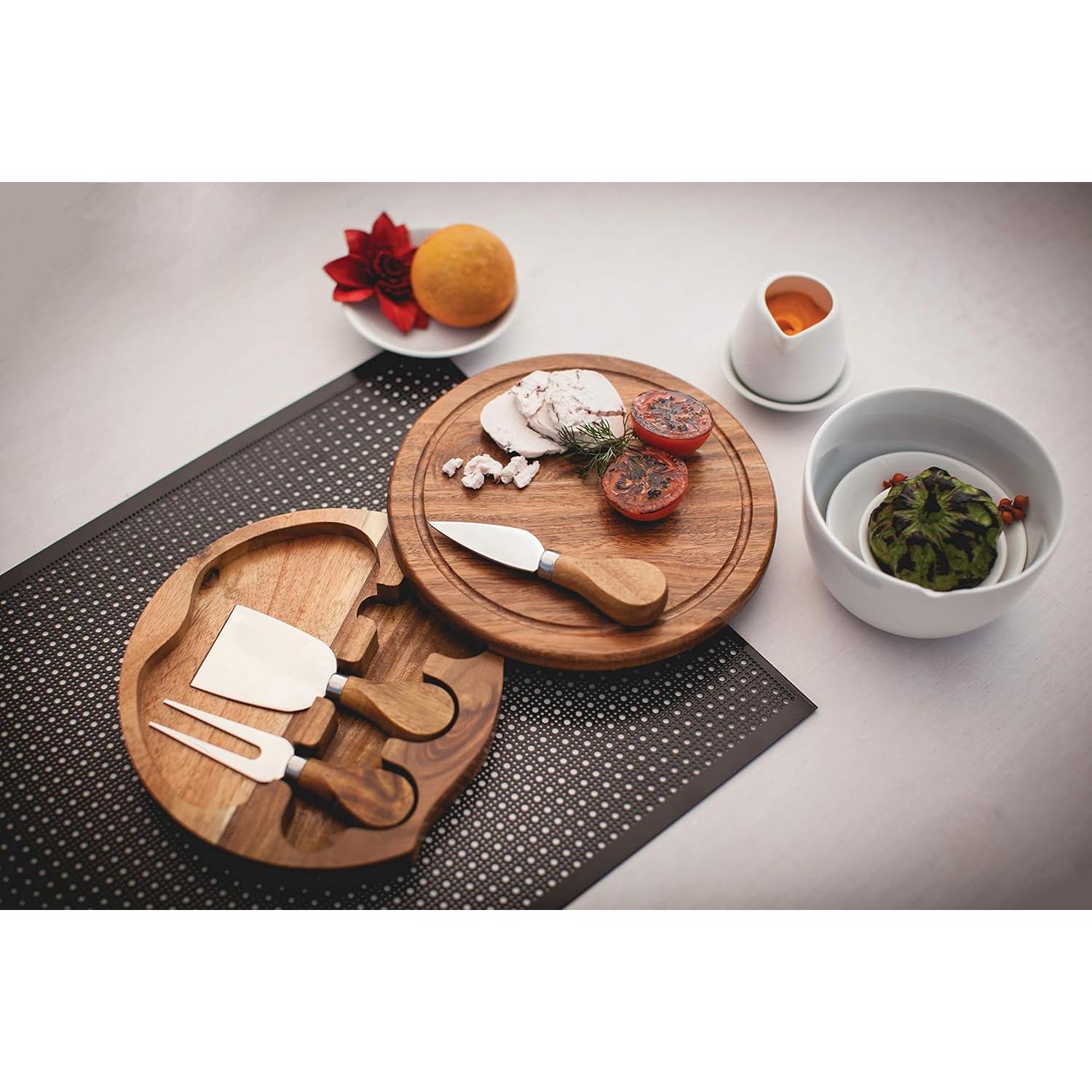Tabla de Queso Brie Acacia Picnic Time 19 cm con Cuchillos