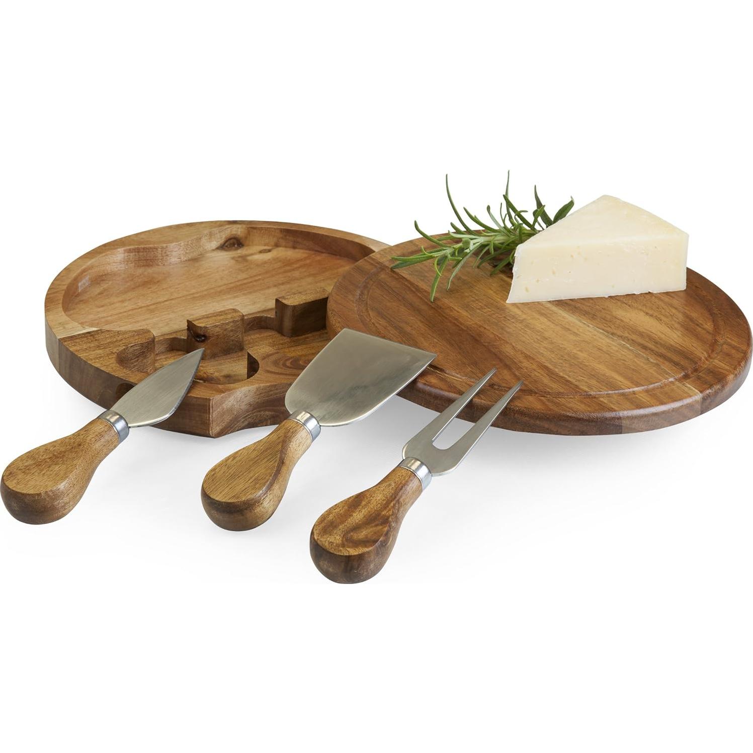 Tabla de Queso Brie Acacia Picnic Time 19 cm con Cuchillos