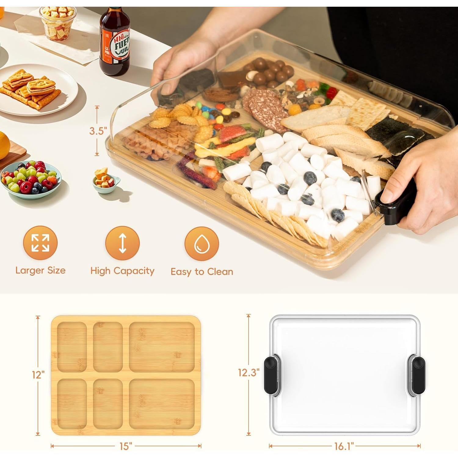 Tabla de Charcutería 2 en 1 Tonsrest 39.88x32cm Bambú