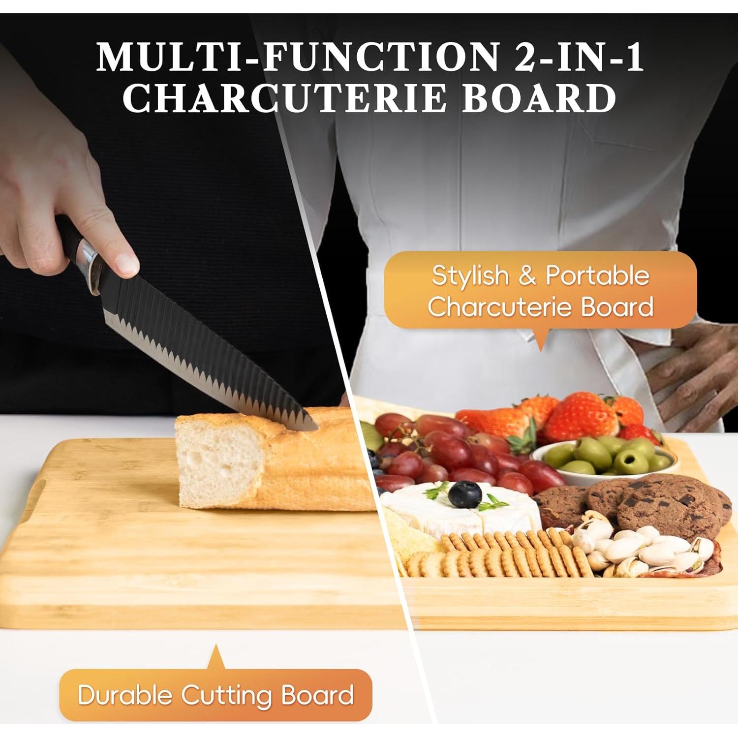 Tabla de Charcutería 2 en 1 Tonsrest 39.88x32cm Bambú