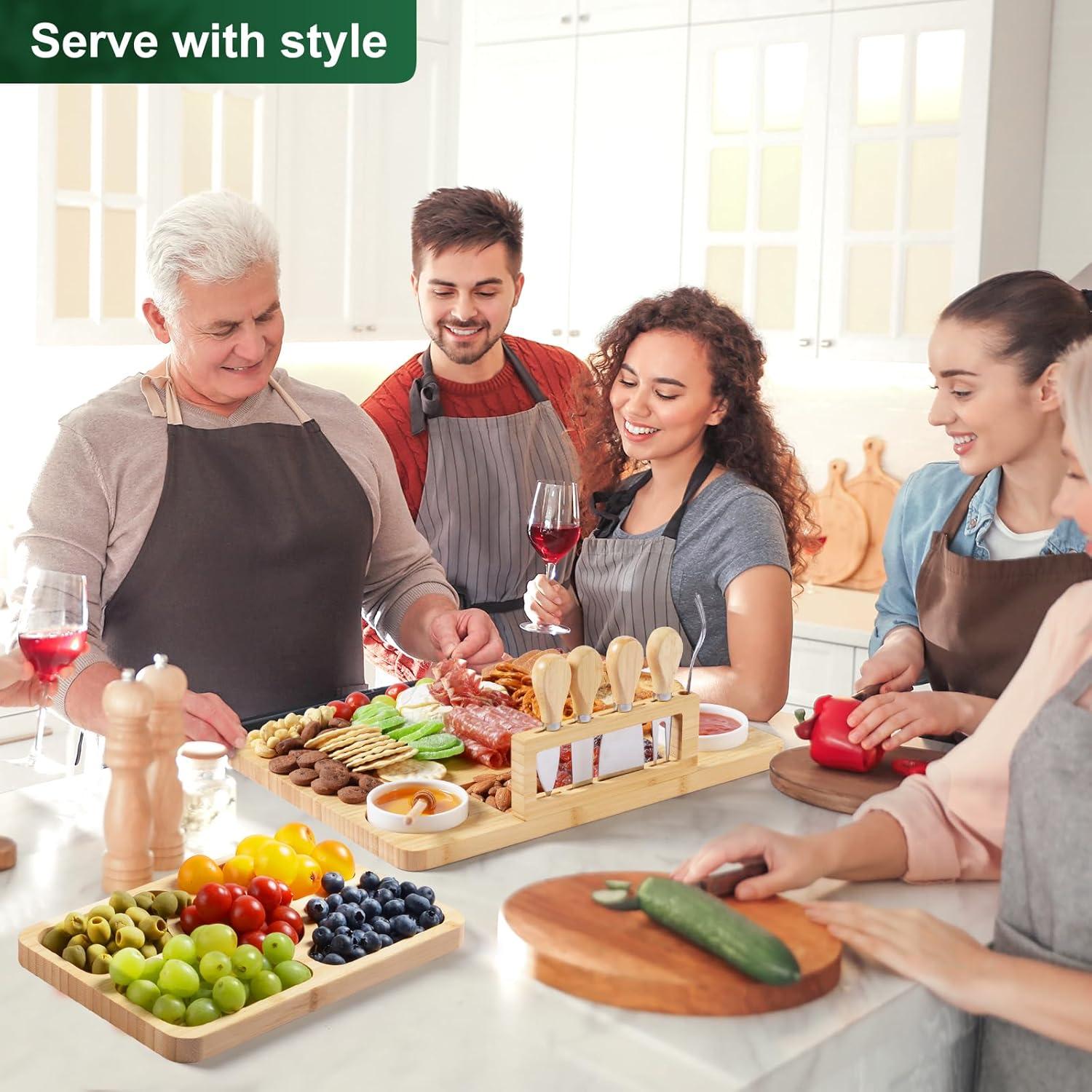 Tabla de Charcutería ROCIRLAB de Bambú 58x28 cm con Cuchillos