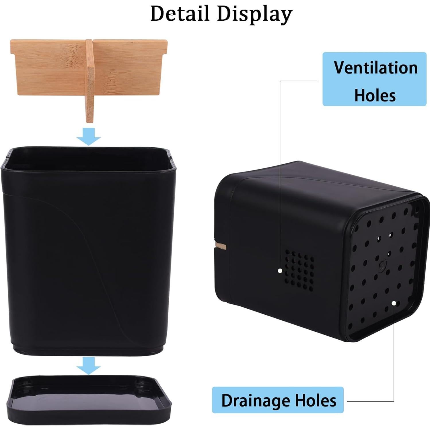 Soporte Organizador de Cepillos de Dientes Heagoale 3 Ranuras Negro