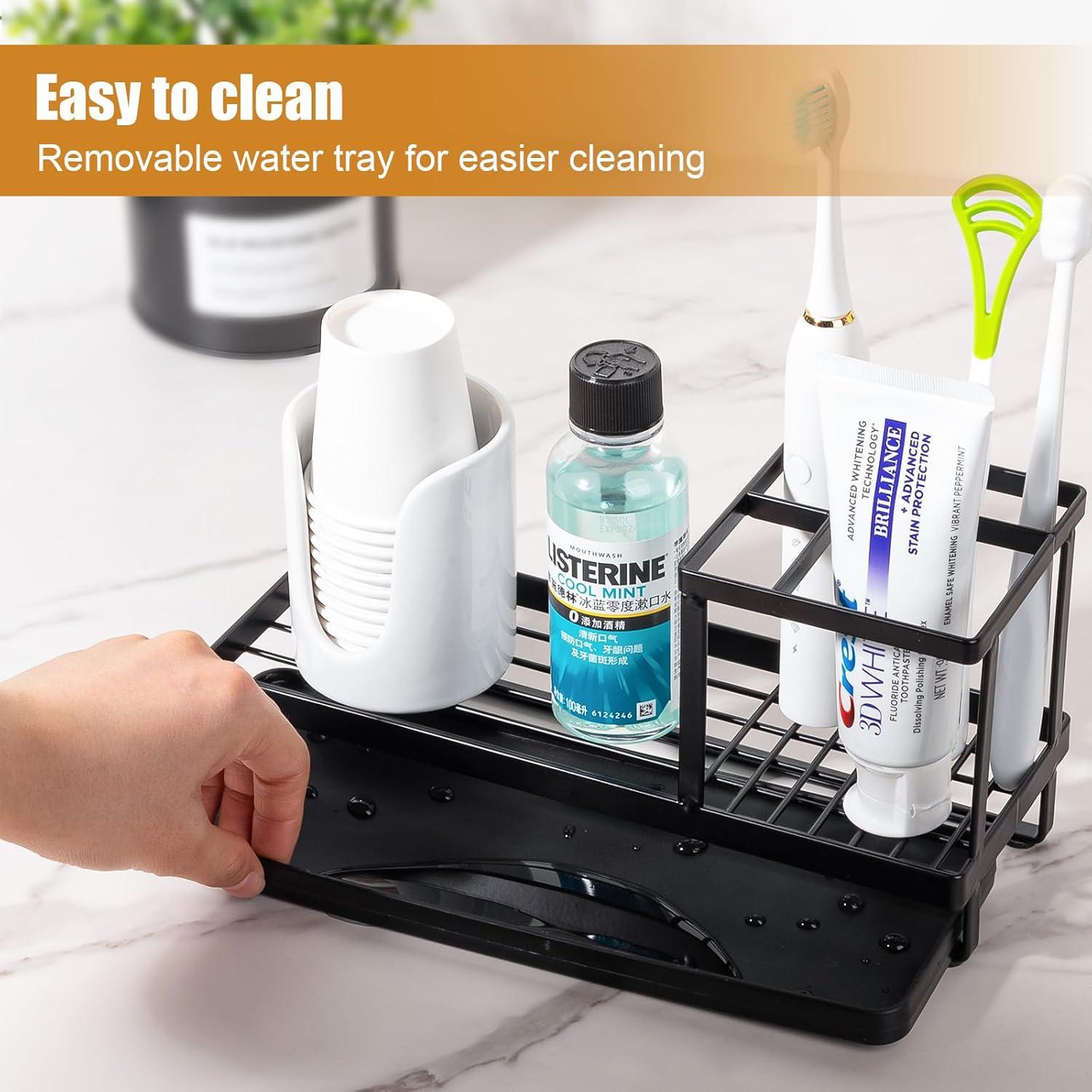 Soporte para Cepillos de Dientes Heagoale Negro Mate 4 Compartimentos