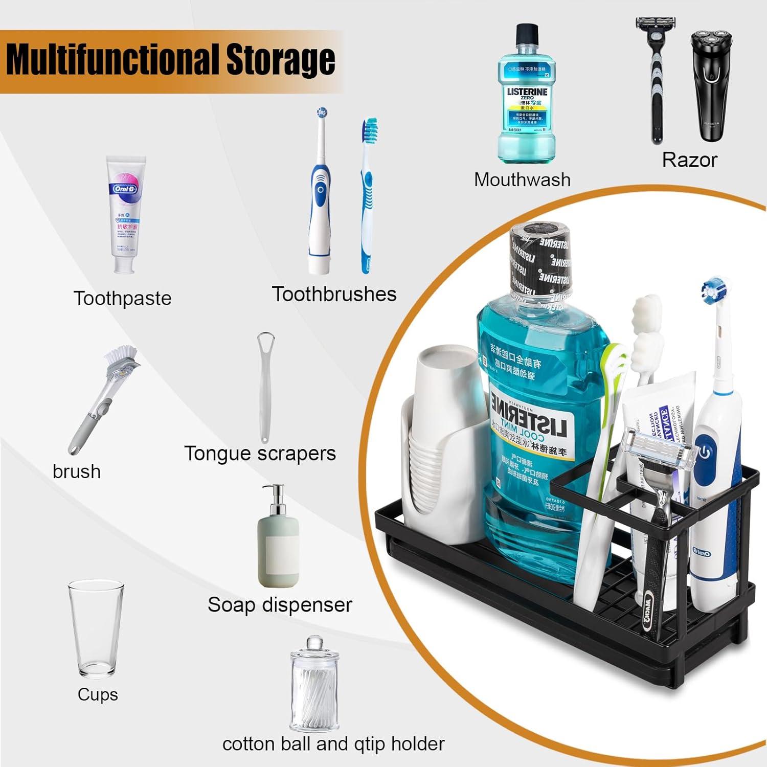 Soporte para Cepillos de Dientes Heagoale Negro Mate 4 Compartimentos