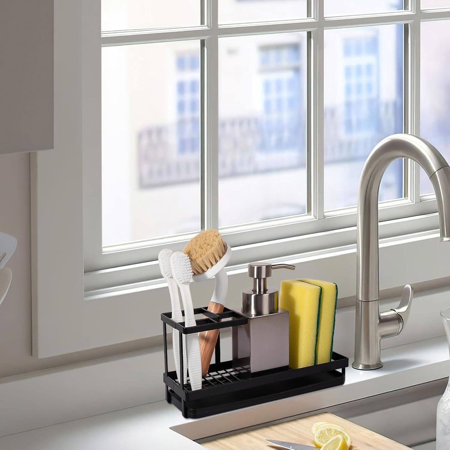 Soporte para Cepillos de Dientes Heagoale Negro Mate 4 Compartimentos