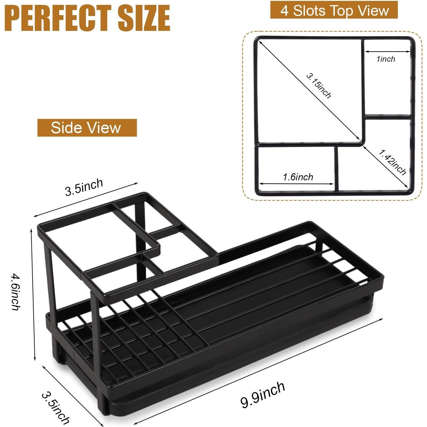 Soporte para Cepillos de Dientes Heagoale Negro Mate 4 Compartimentos