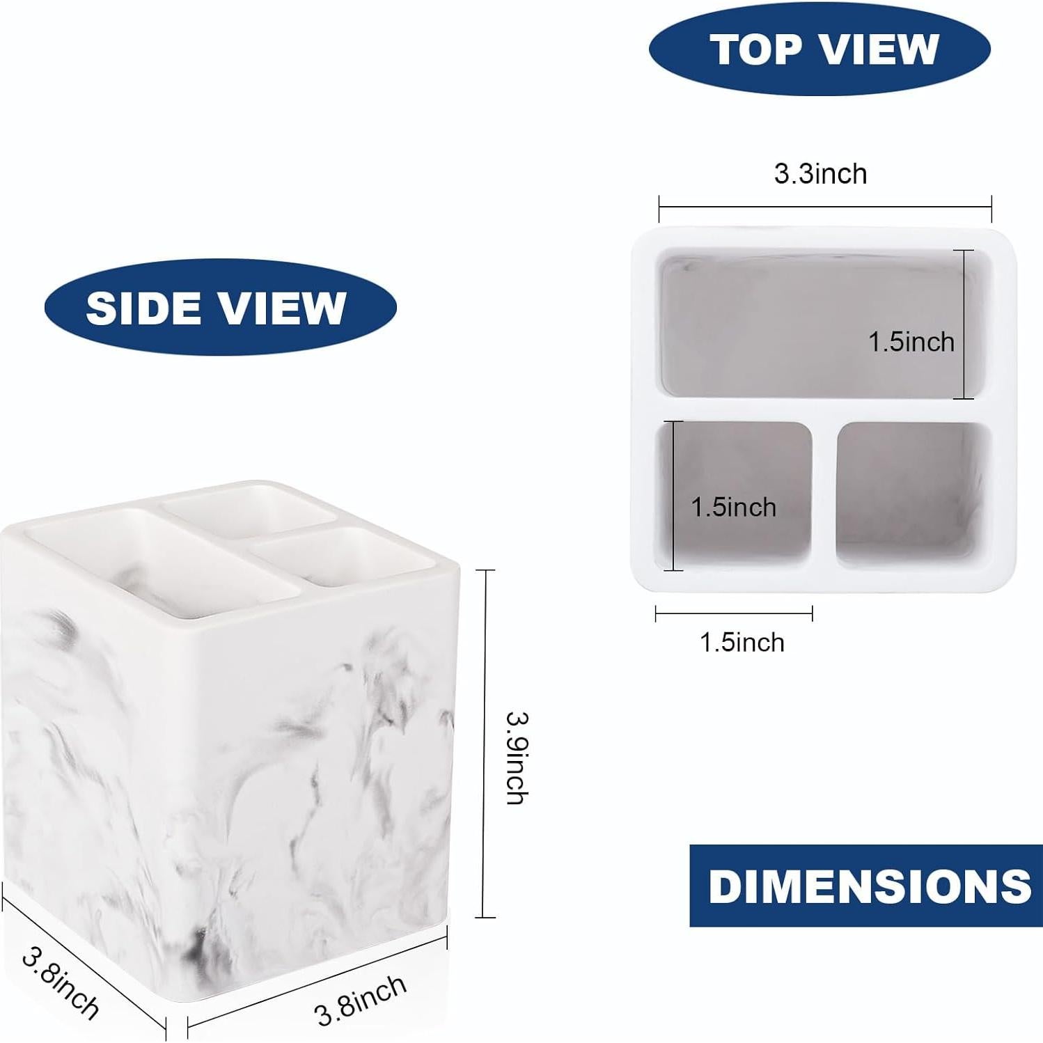 Soporte para Cepillos de Dientes Heagoale Mármol Blanco 3 Compartimentos