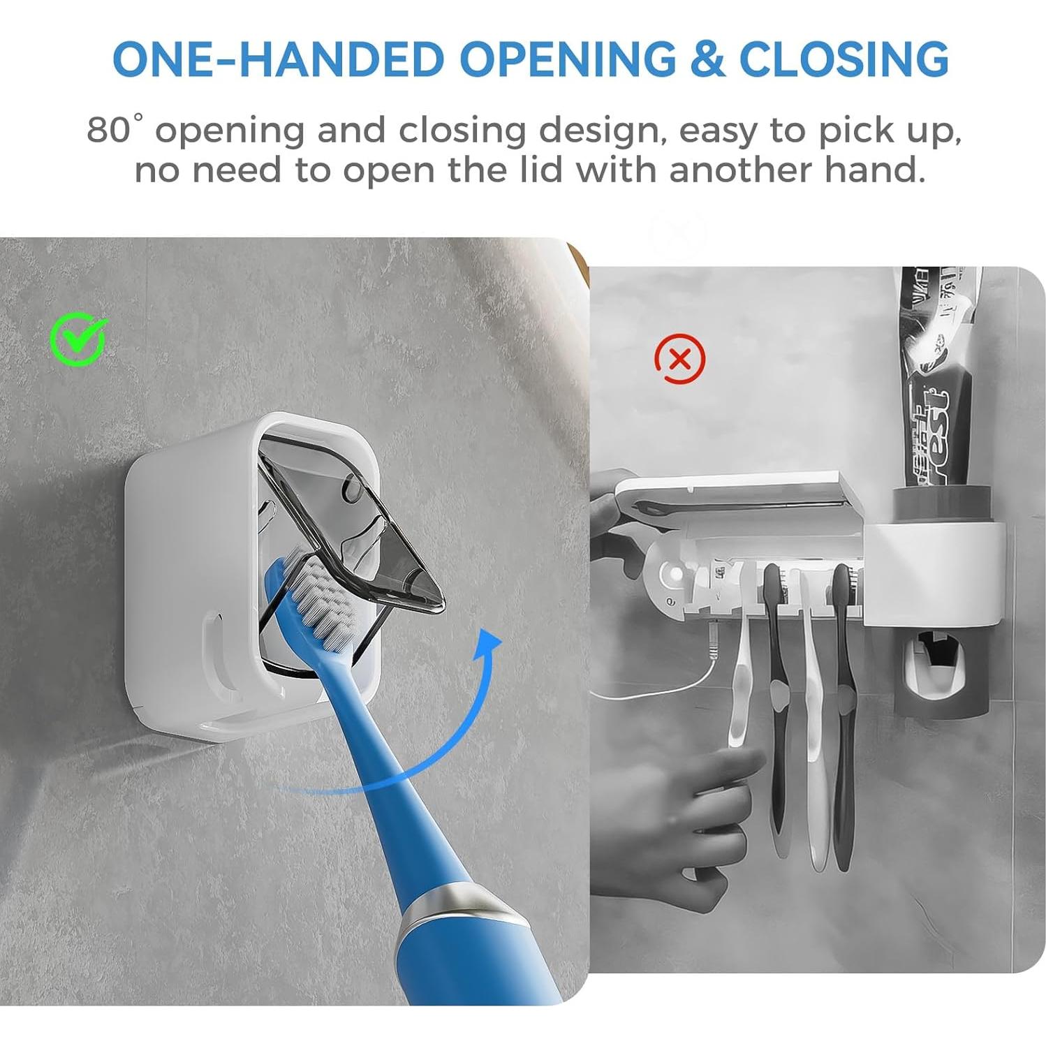 Soporte para Cepillos de Dientes MOPMS Gris 2PCS Montado en Pared