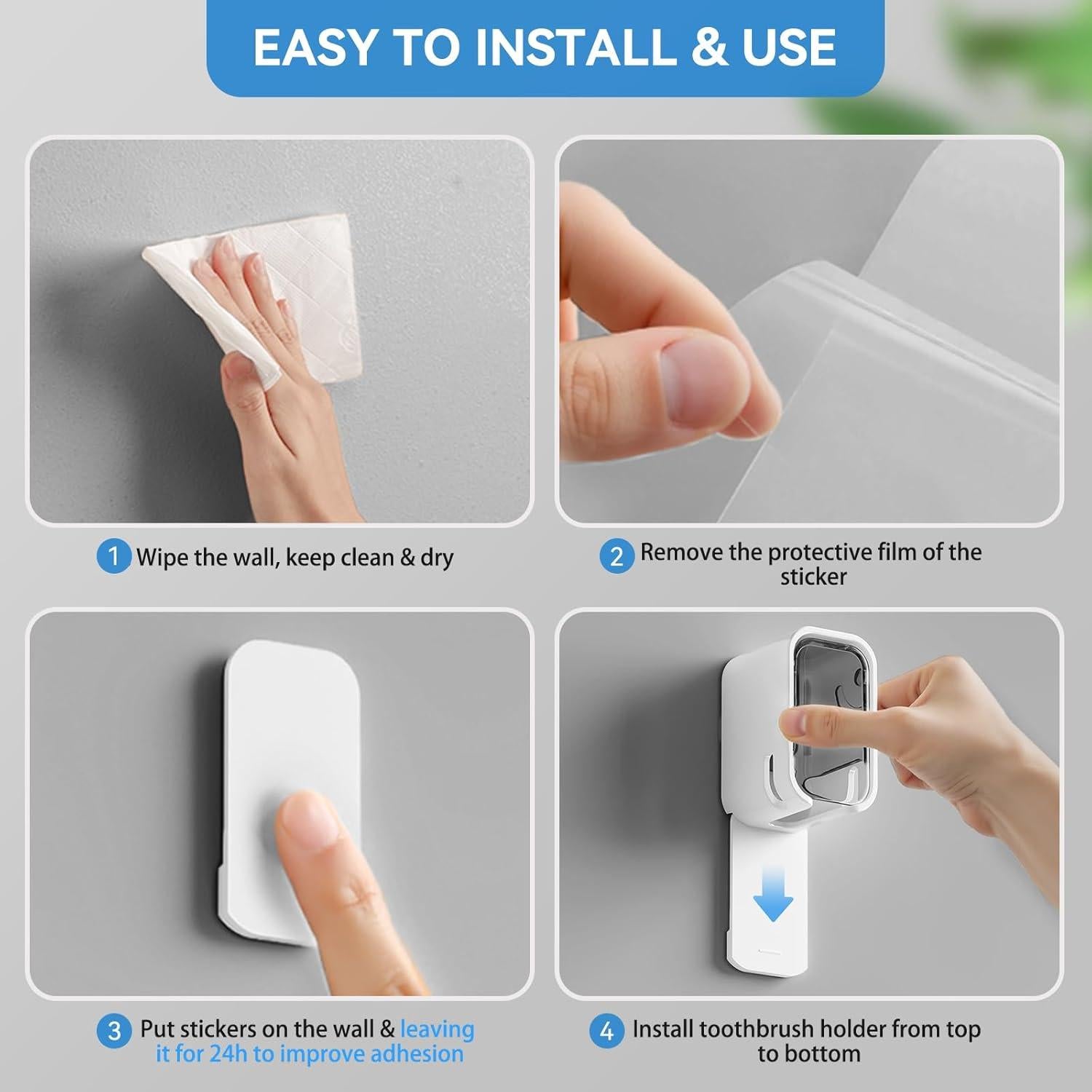 Soporte para Cepillos de Dientes MOPMS Gris 2PCS Montado en Pared