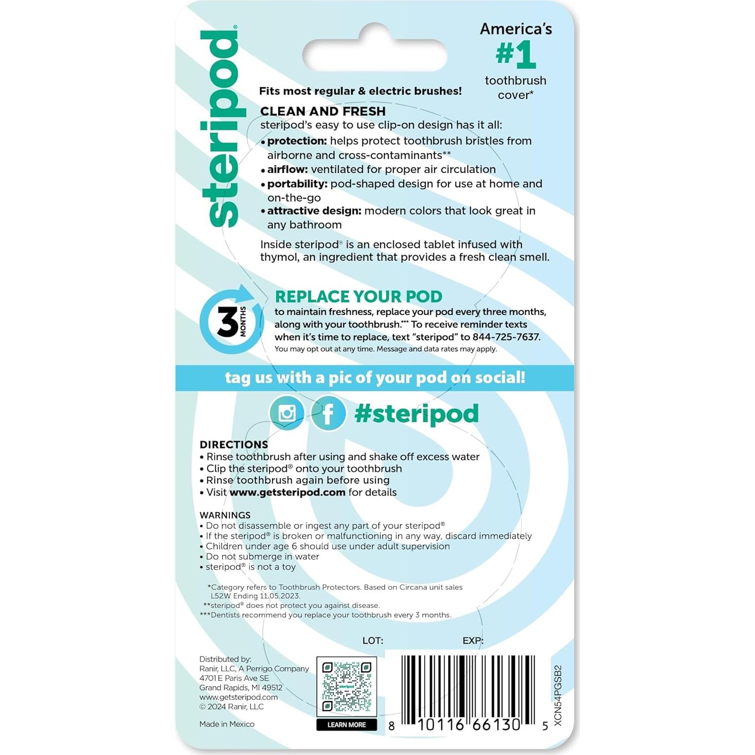 Protector de Cepillo de Dientes Steripod Pharmapak 2 Piezas