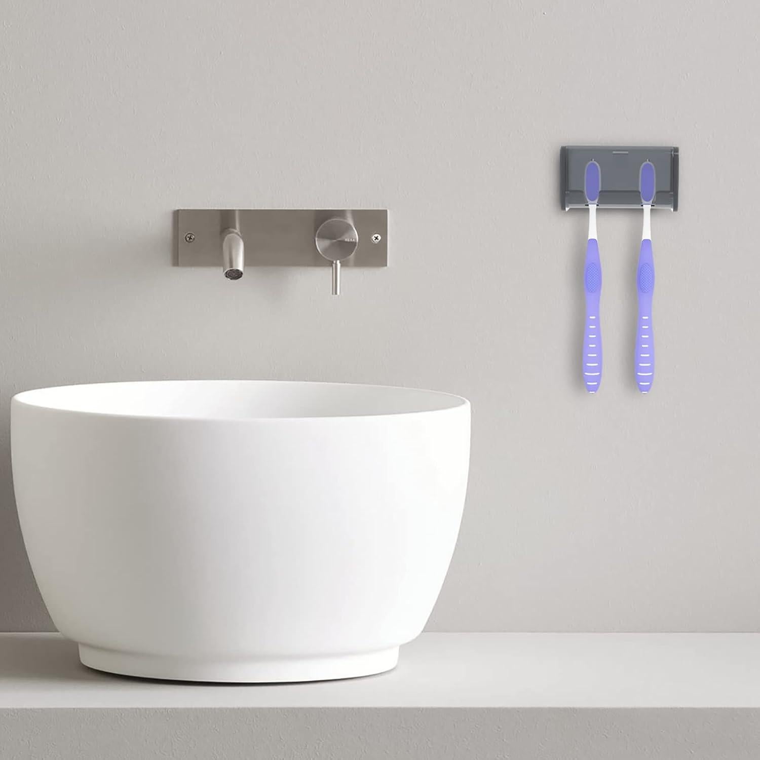 Soporte para Cepillos de Dientes LUEXBOX Gris 2 Compartimentos