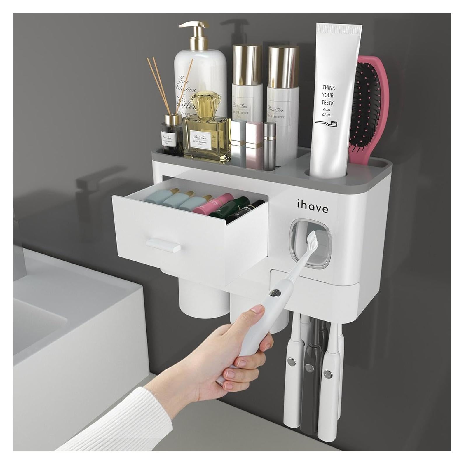 Soporte para Cepillos de Dientes iHave 2 Tazas Blanco