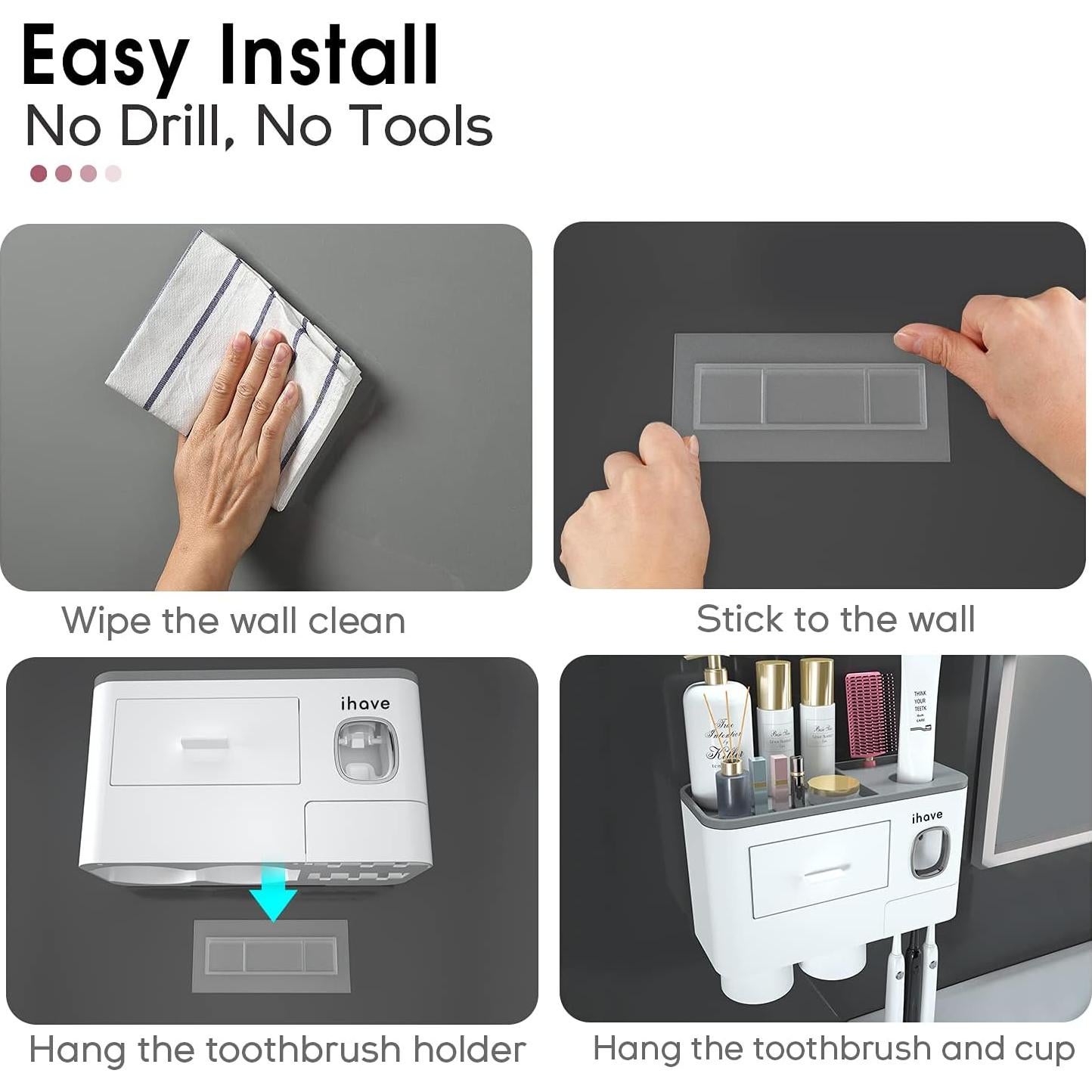 Soporte para Cepillos de Dientes iHave 2 Tazas Blanco