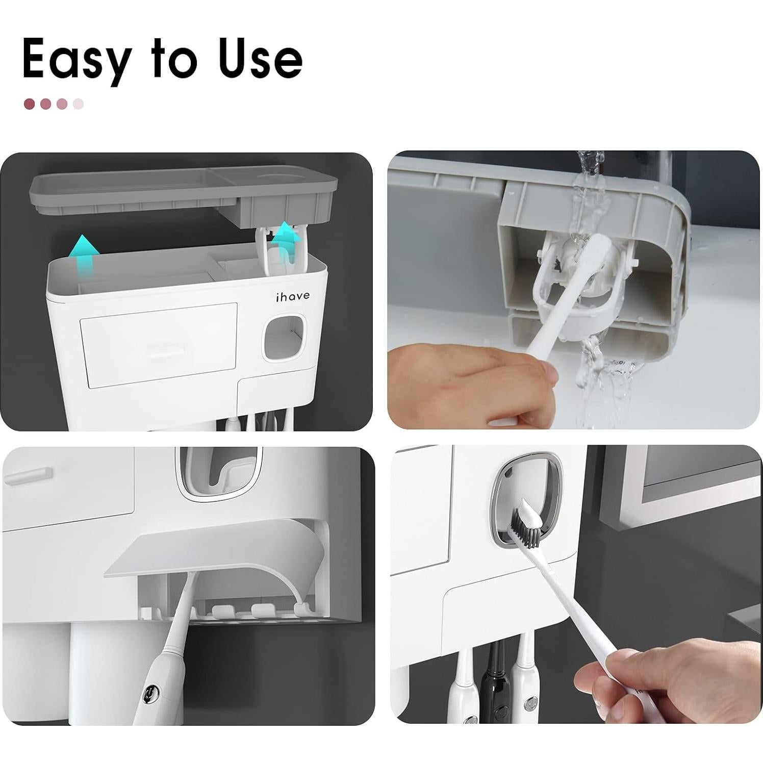 Soporte para Cepillos de Dientes iHave 2 Tazas Blanco