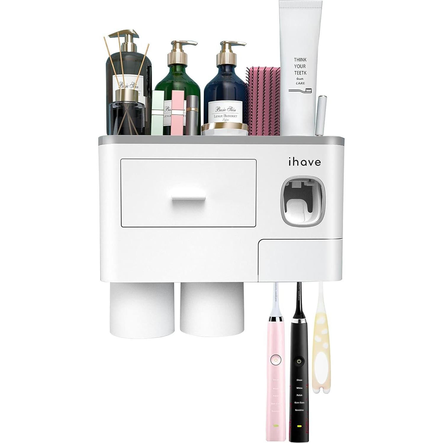 Soporte para Cepillos de Dientes iHave 2 Tazas Blanco