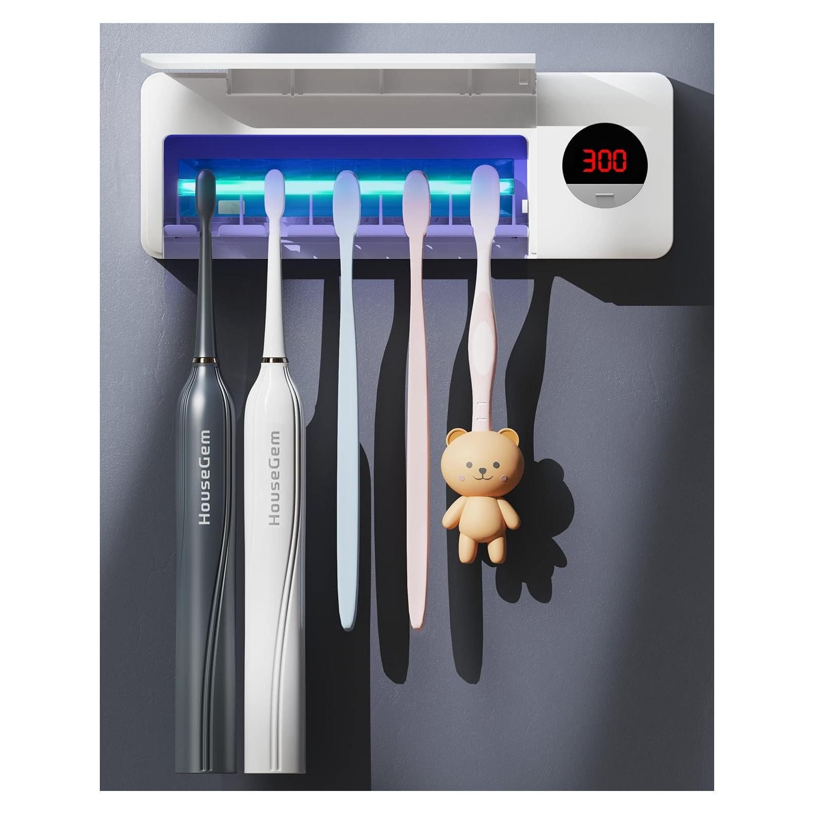 Soporte para cepillos de dientes HouseGem Y1 blanco montado en pared