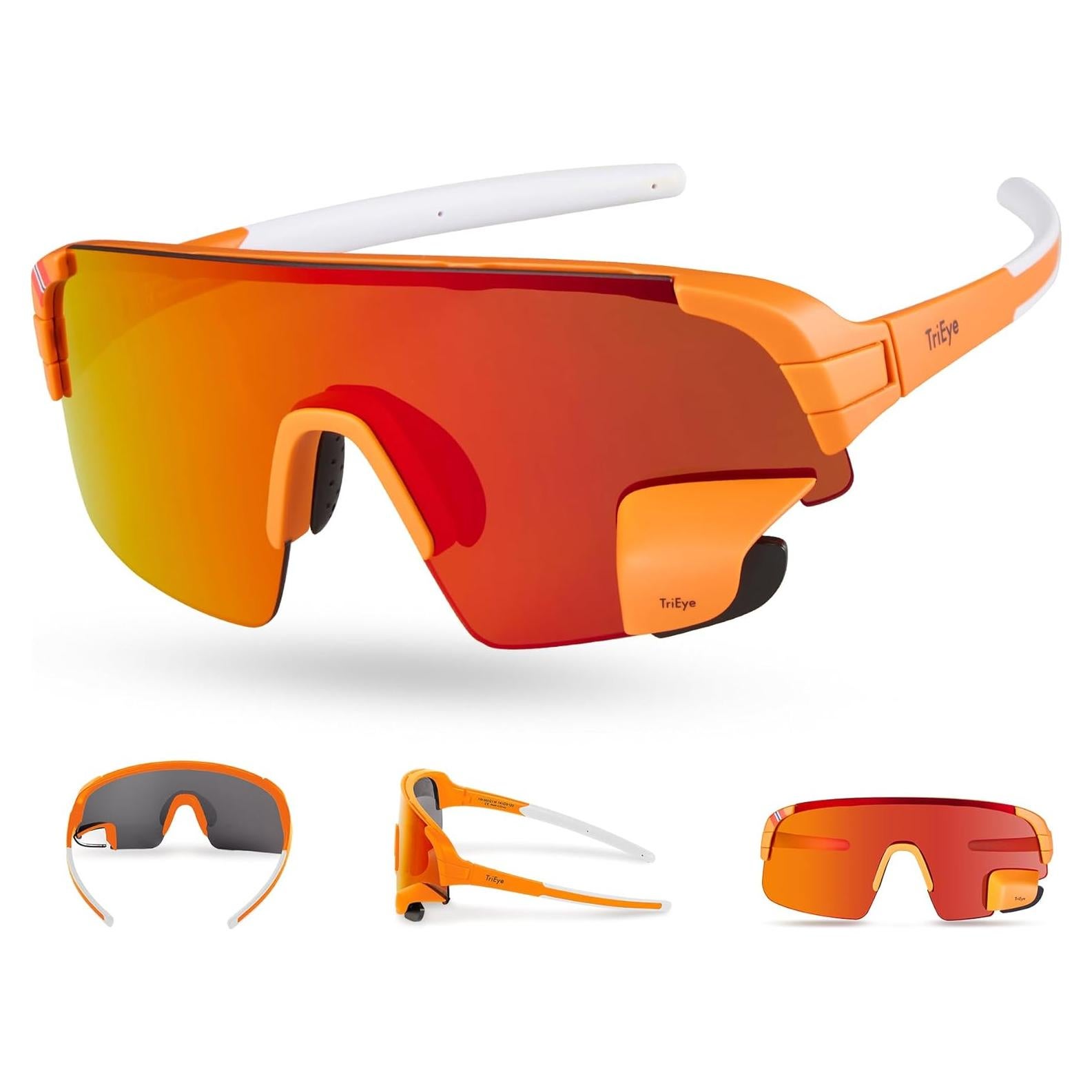 Gafas de Ciclismo TriEye Naranjas con Espejo Retrovisor UV-400