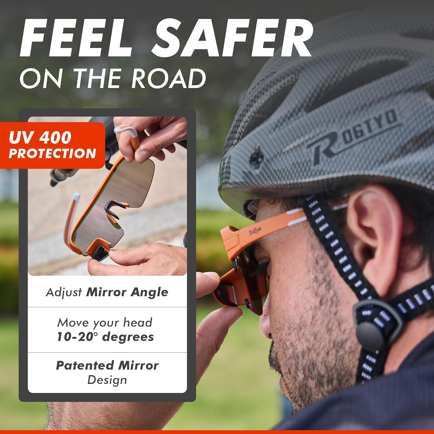 Gafas de Ciclismo TriEye Naranjas con Espejo Retrovisor UV-400